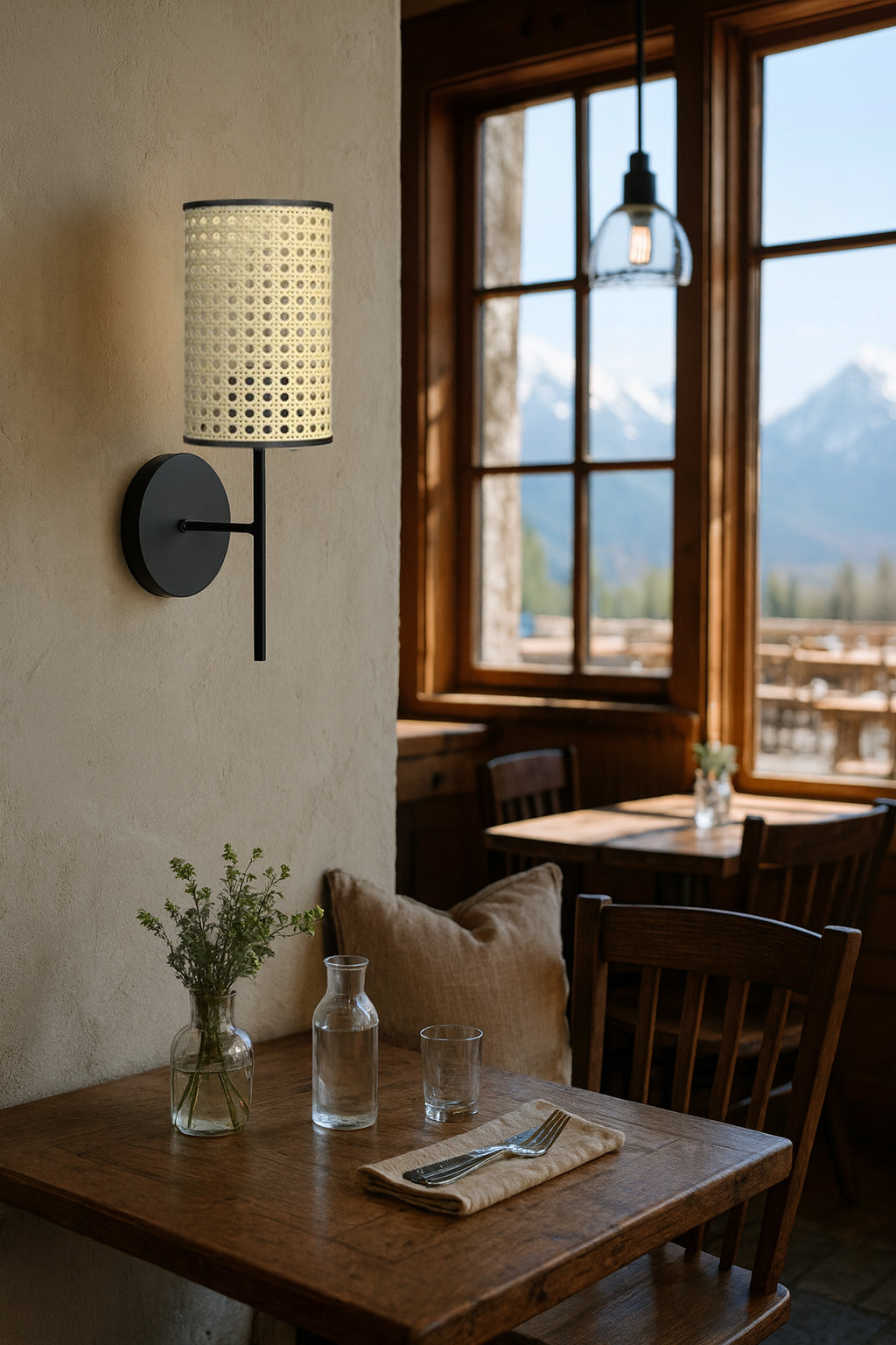 Bamboo Wall lamp for Living Room | Rattan Pendant light |Cane Webbing Wall Lamps- Alletta