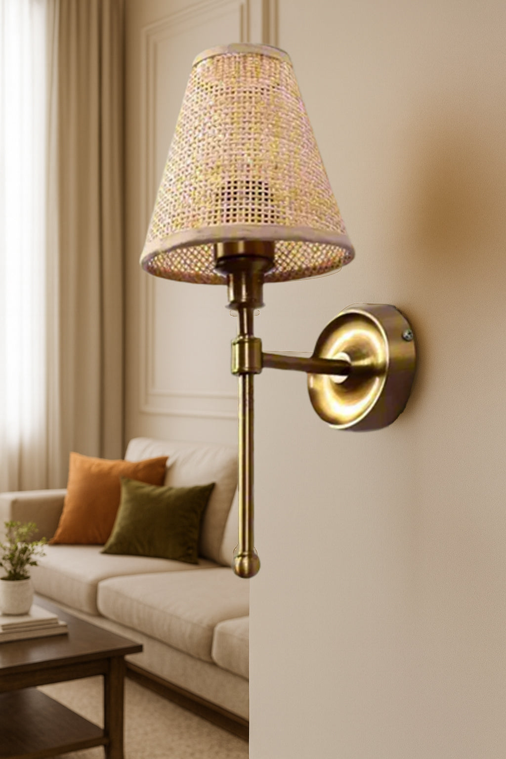 Bamboo Wall lamp for Living Room | Rattan Pendant light | Cane Webbing Wall Lamps- Alletta