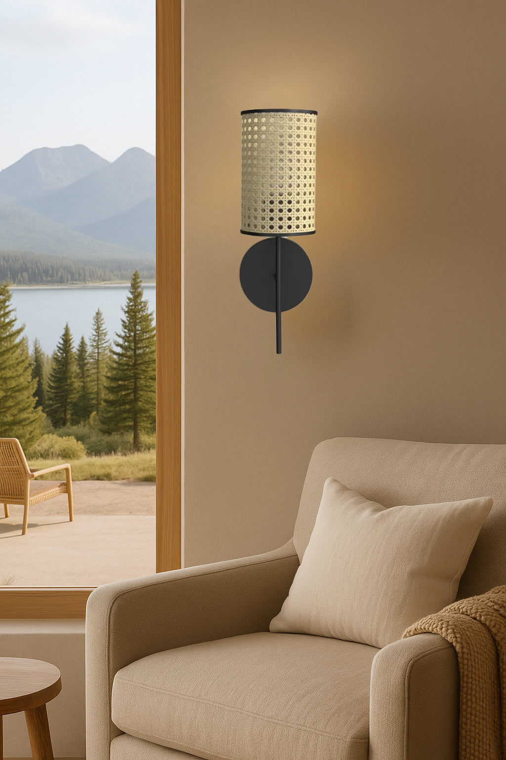 Bamboo Wall lamp for Living Room | Rattan Pendant light |Cane Webbing Wall Lamps- Alletta