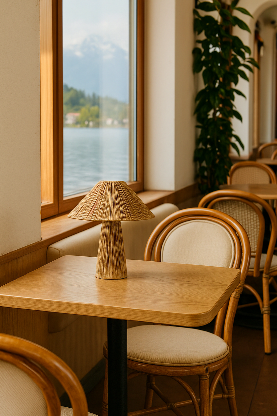 Rattan Table lamp for Living room | Bamboo Bedside table lamp | Cane Table lamp - Anala by Akway