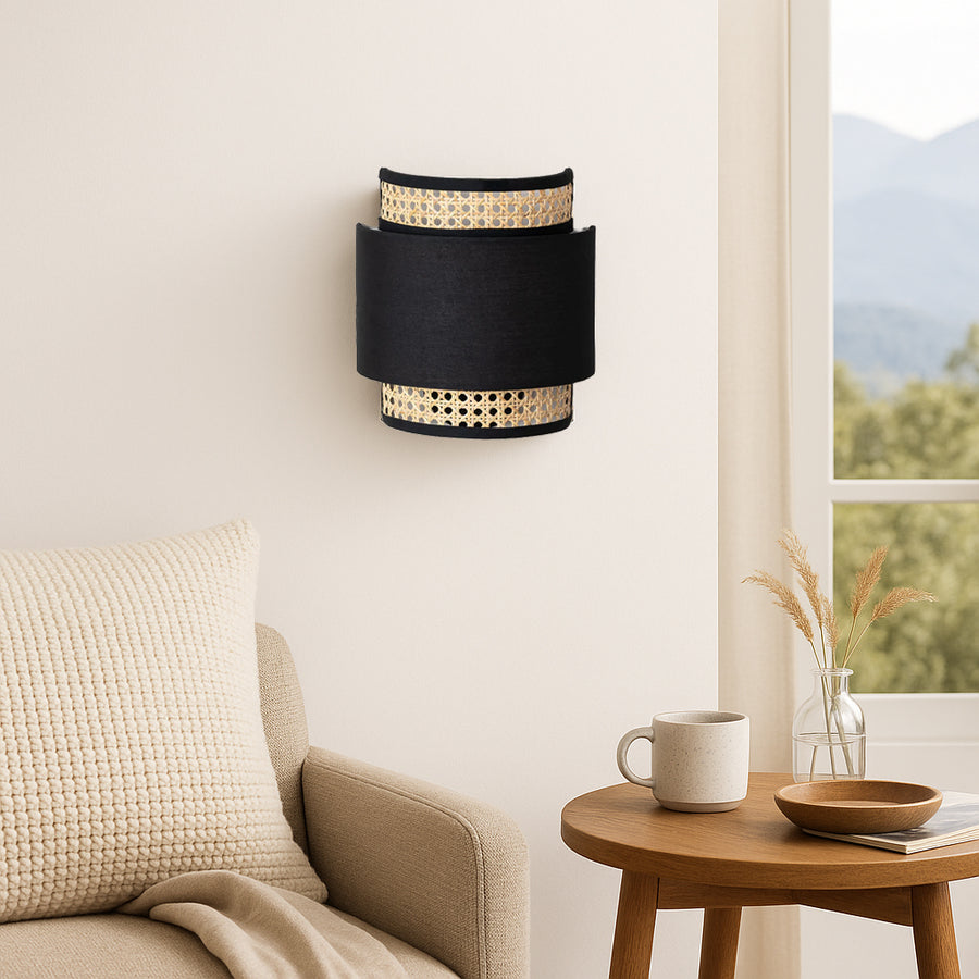 Bamboo Wall lamp for Living Room | Rattan Pendant light |Cane Webbing Wall Lamps-Aruna by Akway - Image 2