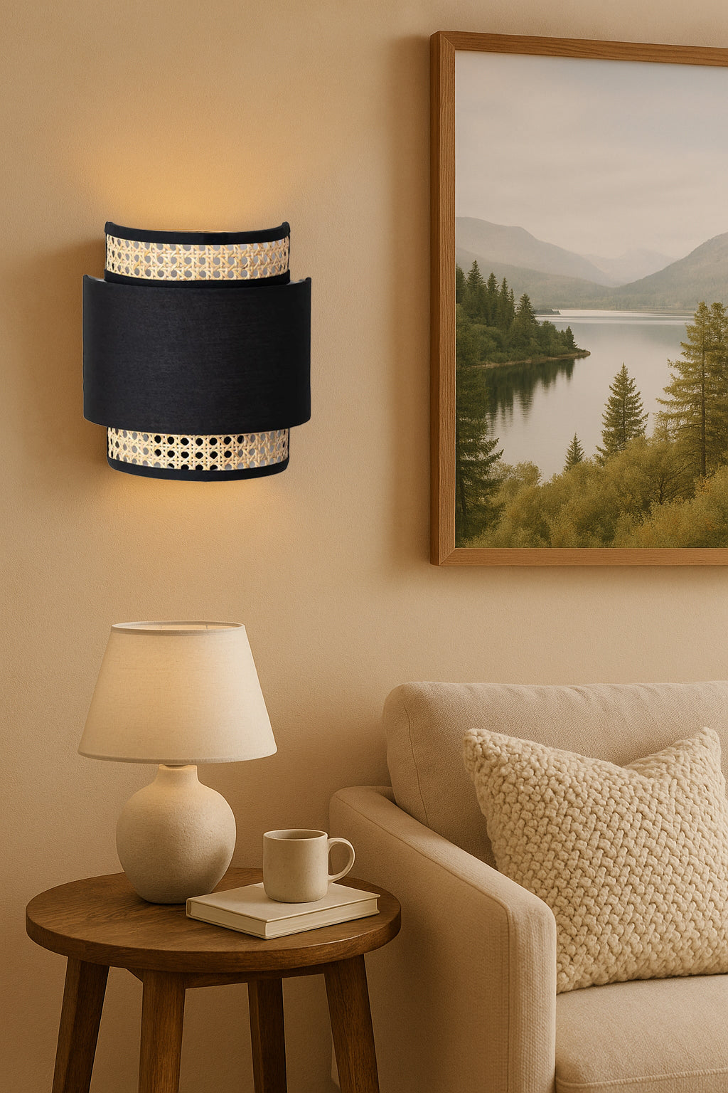 Bamboo Wall lamp for Living Room | Rattan Pendant light |Cane Webbing Wall Lamps-Aruna