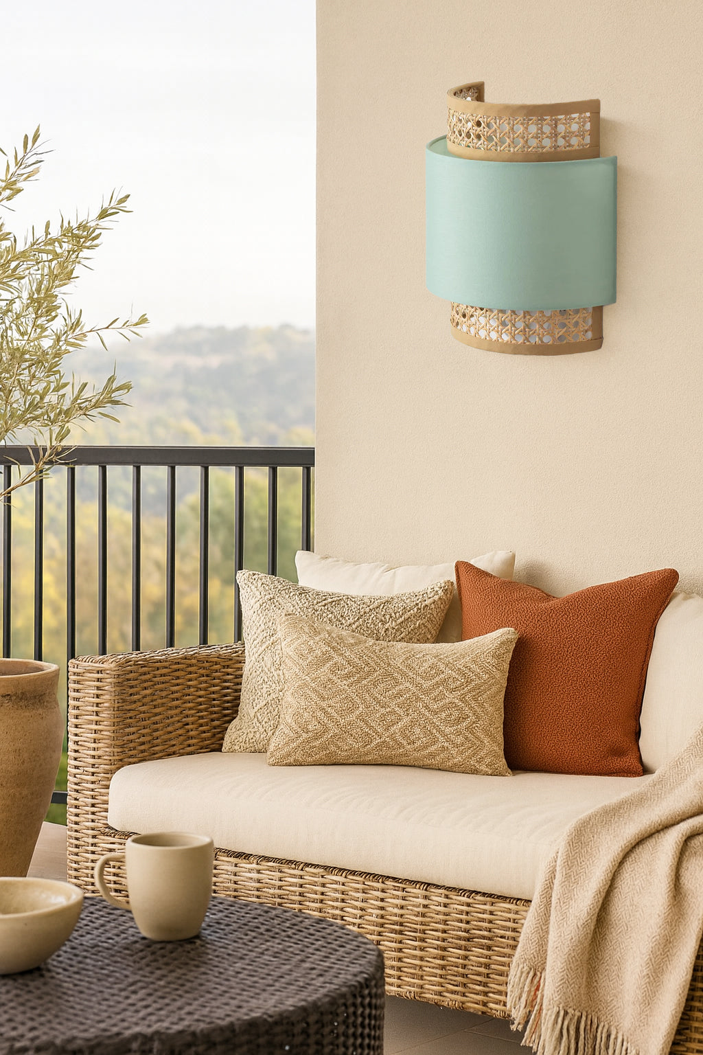 Bamboo Wall lamp for Living Room | Rattan Pendant light |Cane Webbing Wall Lamps-Auria