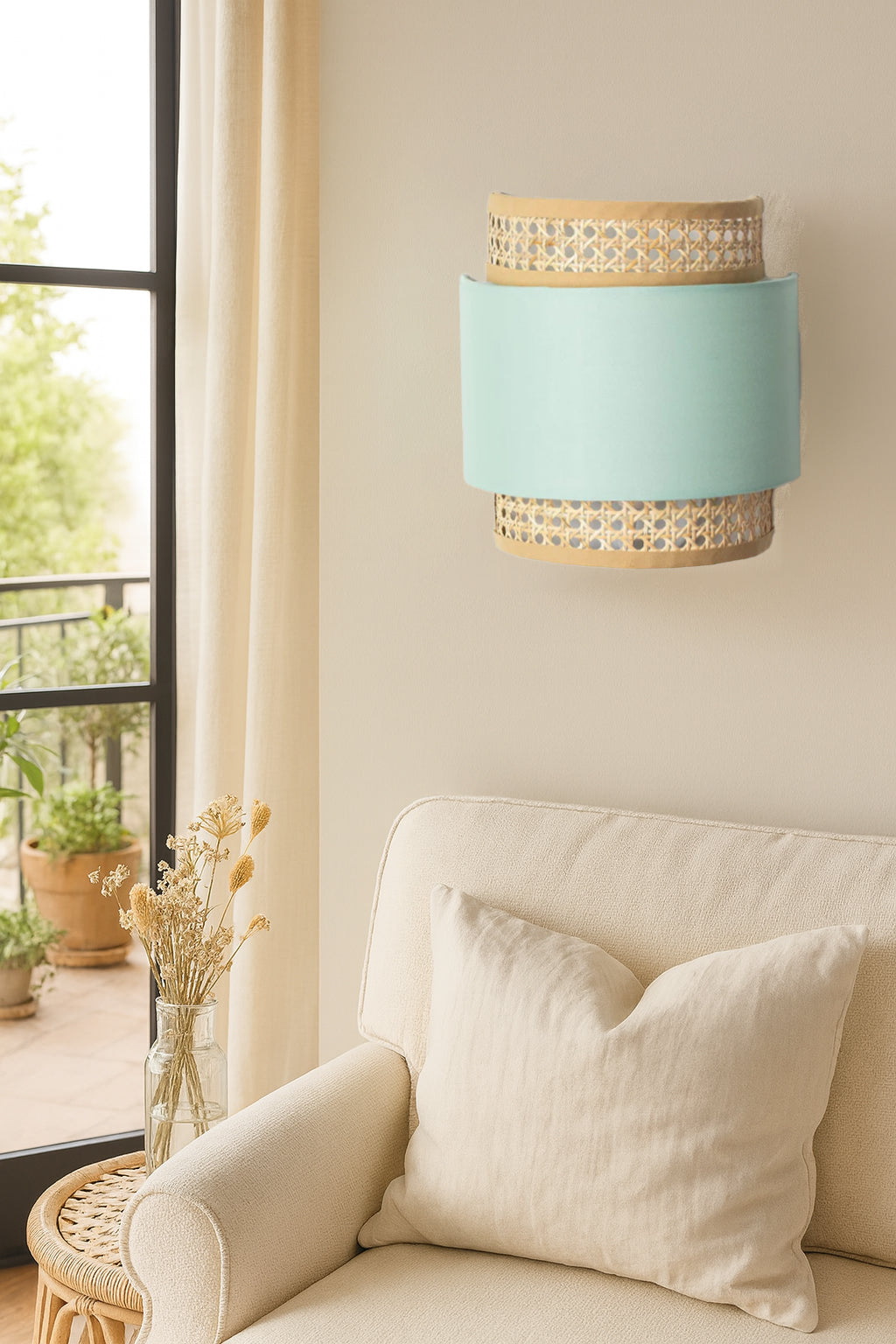 Bamboo Wall lamp for Living Room | Rattan Pendant light |Cane Webbing Wall Lamps-Auria