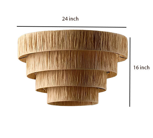 Bamboo Hanging lamp for Living Room | Rattan Pendant light | Cane ceiling light - Advik 20" Dia x 13" H by Akway - Image 9