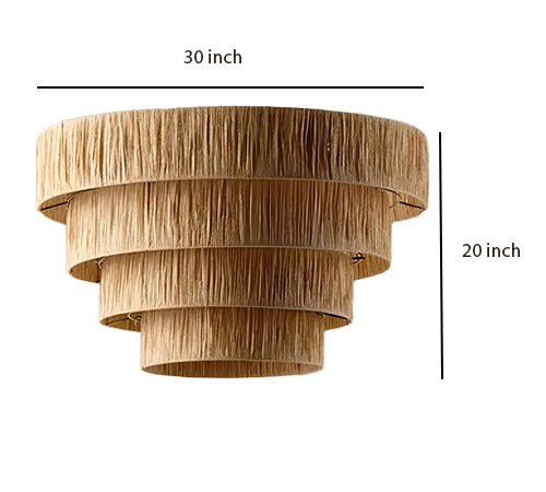 Bamboo Hanging lamp for Living Room | Rattan Pendant light | Cane ceiling light - Advik 20" Dia x 13" H by Akway - Image 10