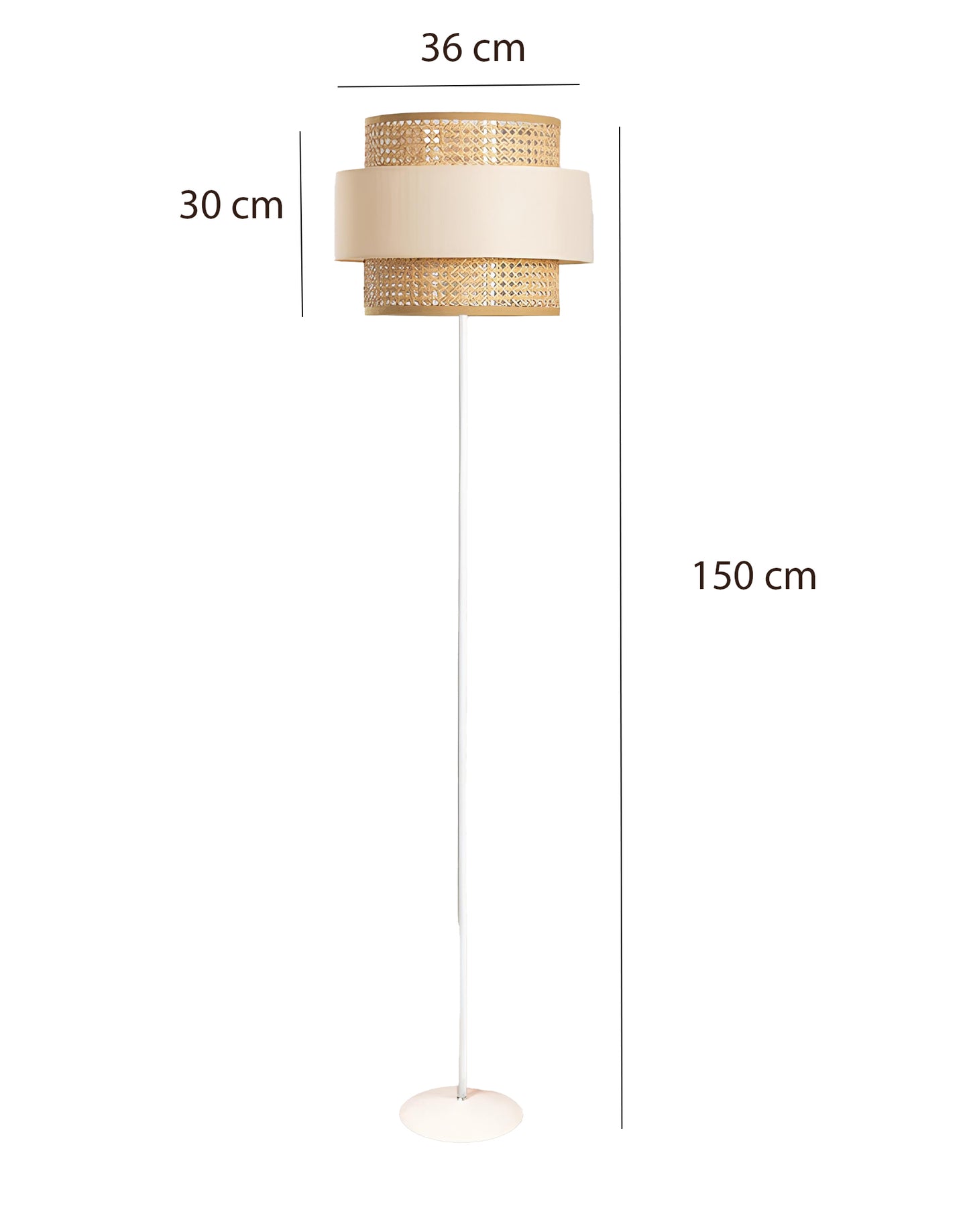 Rattan Cane Webbing Floor Lamp Bamboo Floor Lamp Cane Floor Lamp -Aericka - Akway Lighting > Floor Lamps (Image 4)