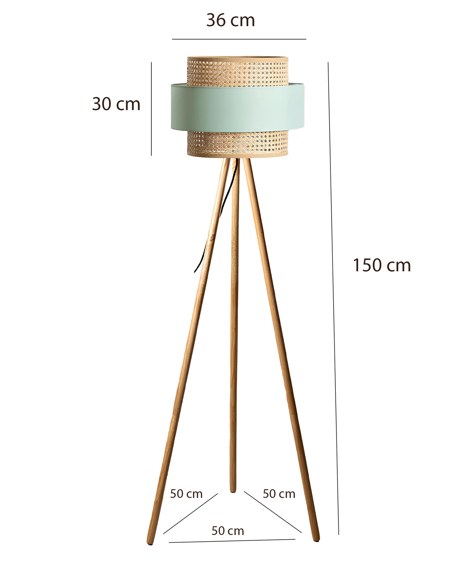 Rattan Cane Webbing Floor Lamp Bamboo Floor Lamp Cane Floor Lamp -Aidana - Akway Lighting > Floor Lamps (Image 4)