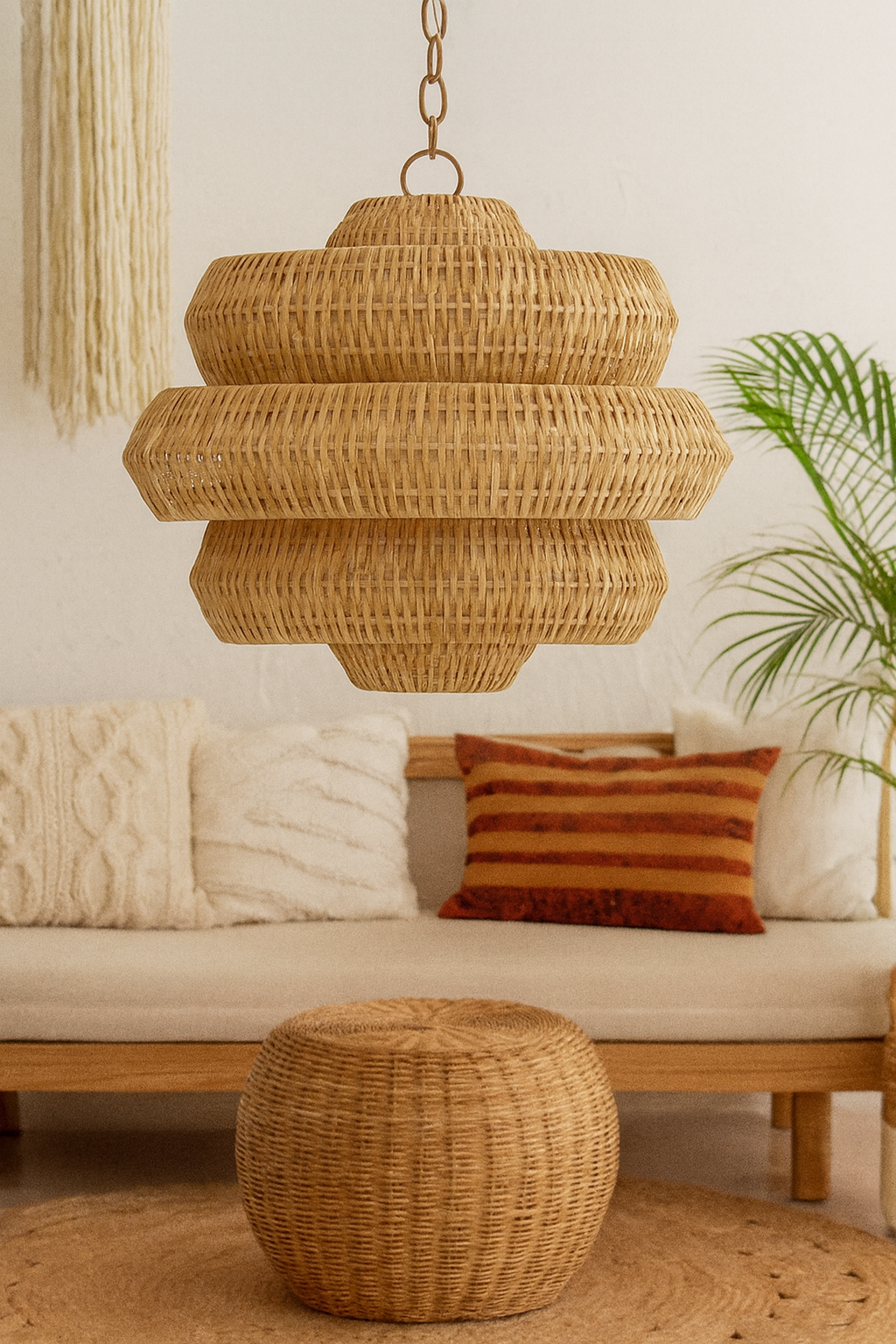 Bamboo Hanging lamp for Living Room | Rattan Pendant light | Cane ceiling light - Alex by Akway - Image 6