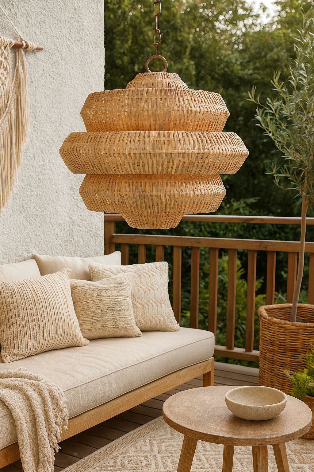 Bamboo Hanging lamp for Living Room | Rattan Pendant light | Cane ceiling light - Alex by Akway - Image 3