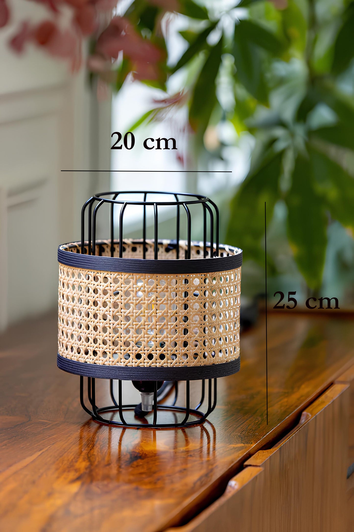 Rattan Table lamp for Living room | Bamboo Bedside table lamp | Cane Table lamp -Alia - Akway Lighting > Table Lamps (Image 6
