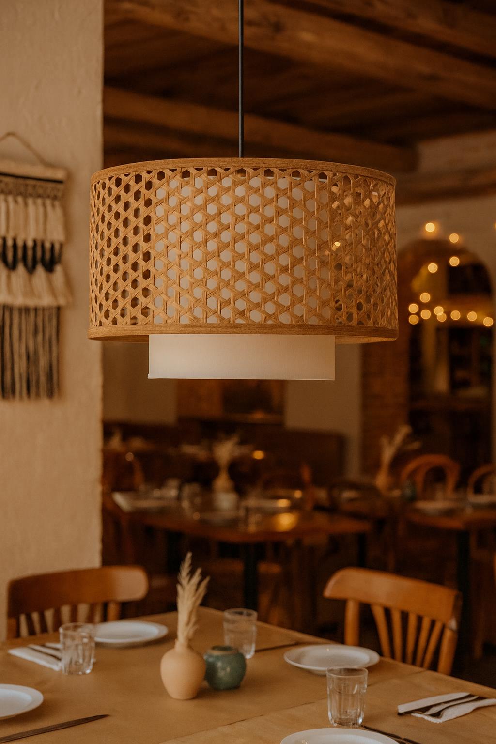 Bamboo Hanging lamp for Living Room | Rattan Pendant light | Cane ceiling light - Amari by Akway - Image 1