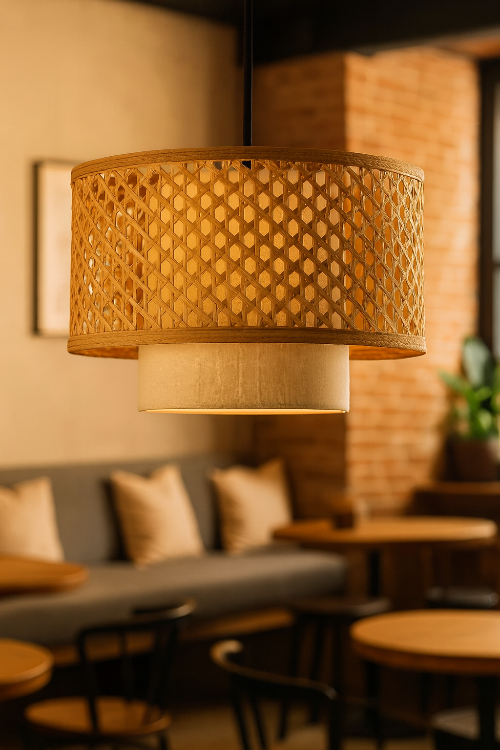 Bamboo Hanging lamp for Living Room | Rattan Pendant light | Cane ceiling light - Amari by Akway - Image 7