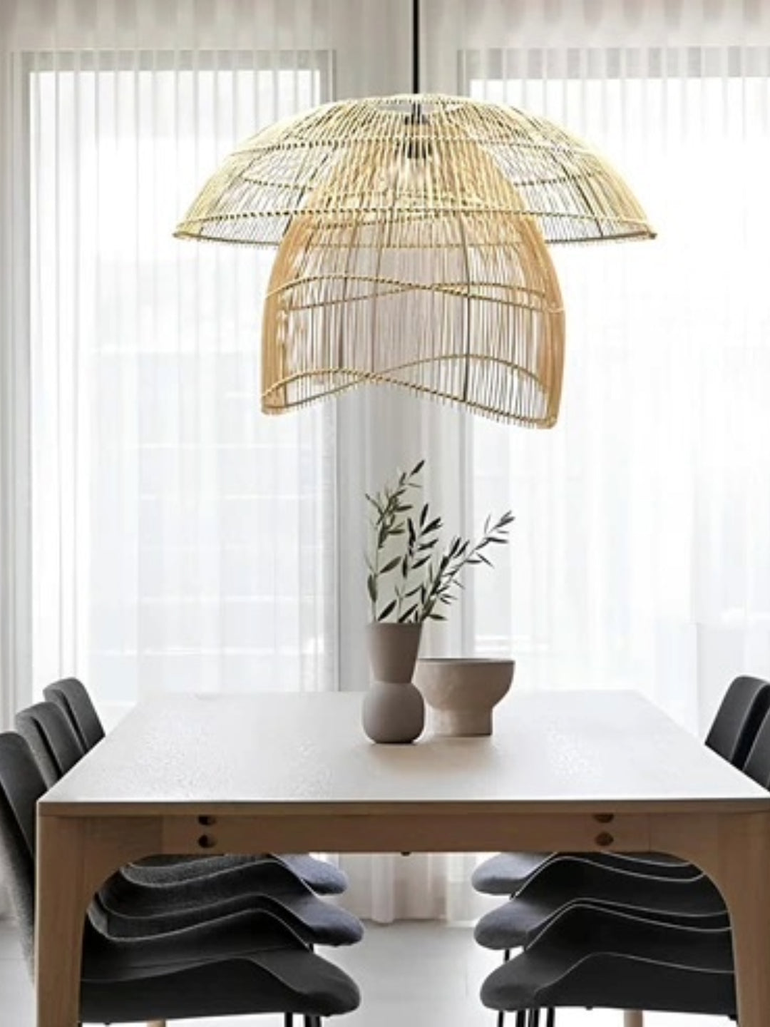 Bamboo Hanging lamp for Living Room | Rattan Pendant light | Cane ceiling light - Anala - Akway Uncategorized (Image 4)