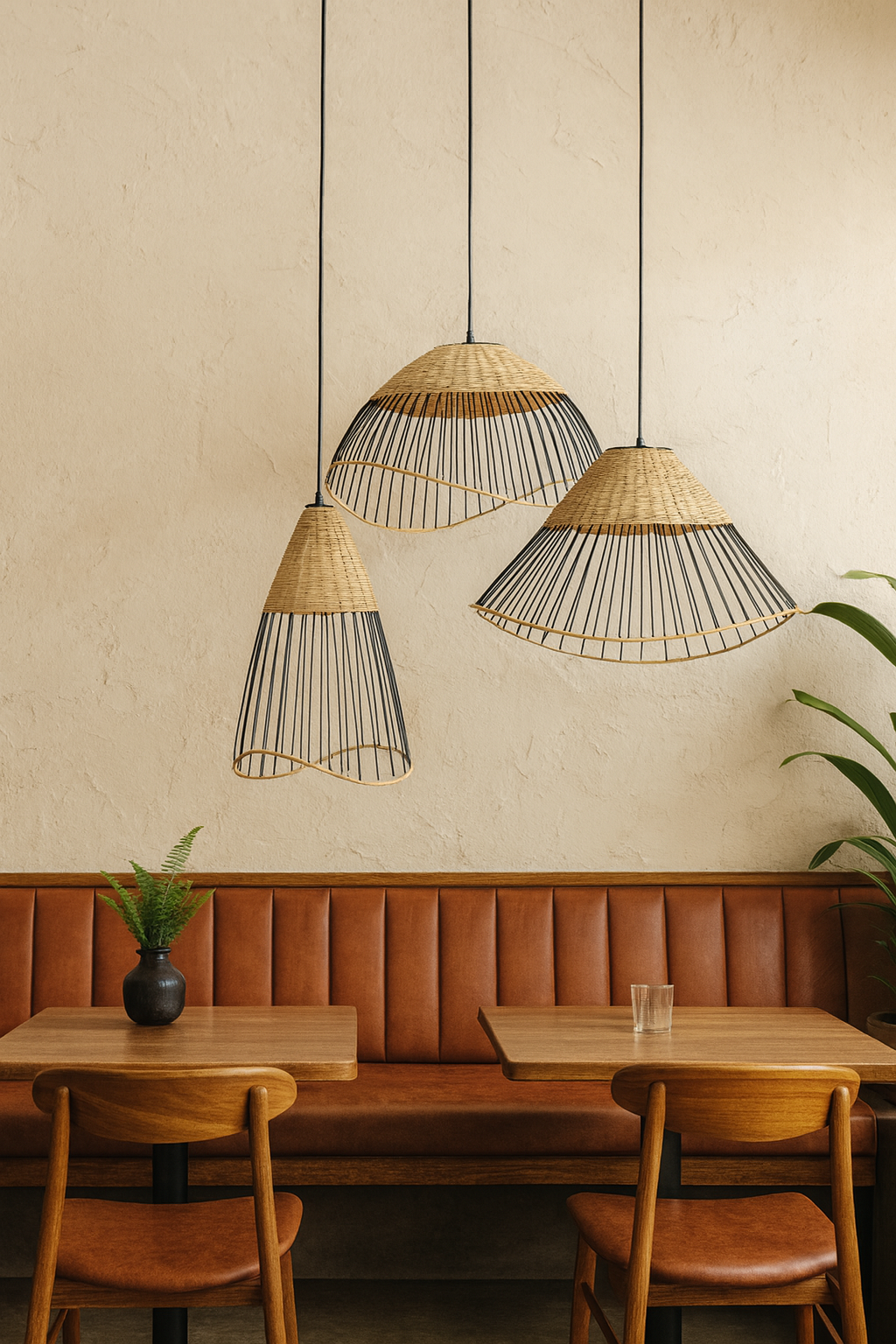 Bamboo Hanging lamp for Living Room | Rattan Pendant light | Cane ceiling light - Angel by Akway - Image 6