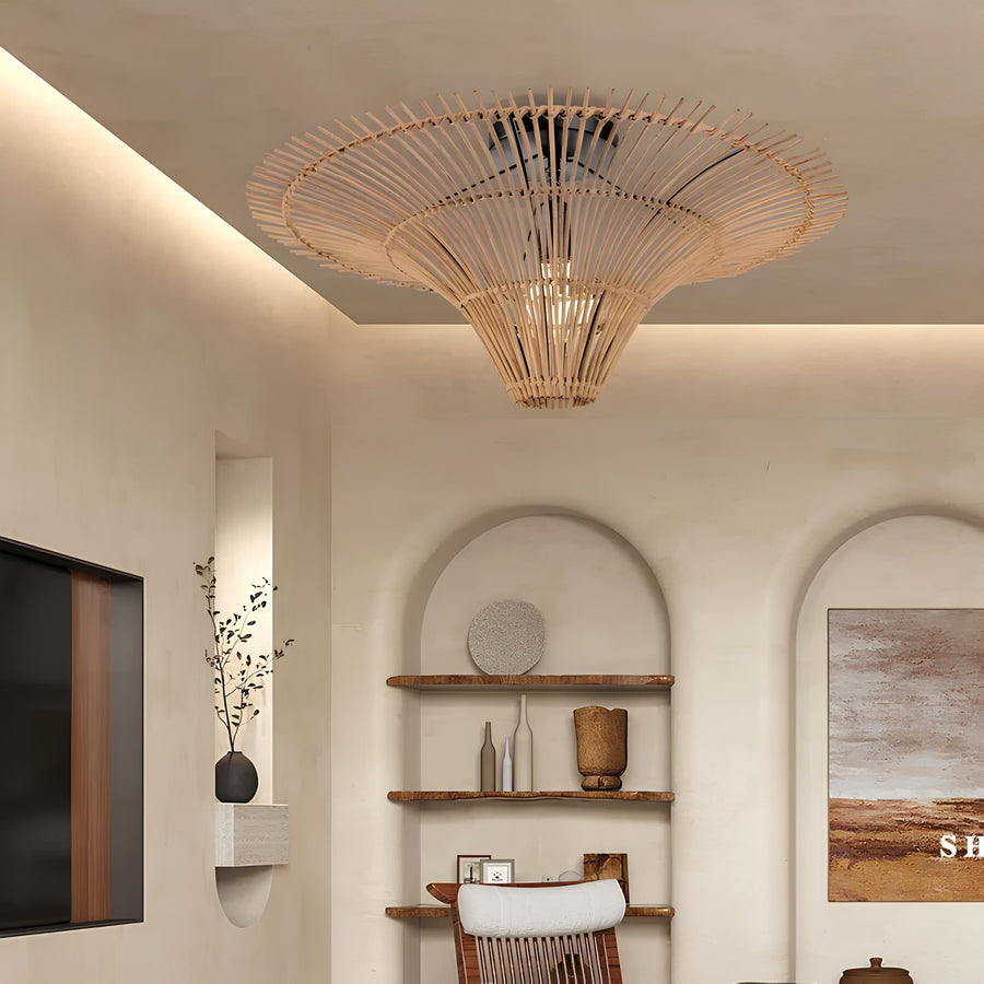 Ceiling Flush Mount Lamp for Living Room | Jute Pendant light | Jute ceiling light - Veronica - Akway Uncategorized (Image 4)