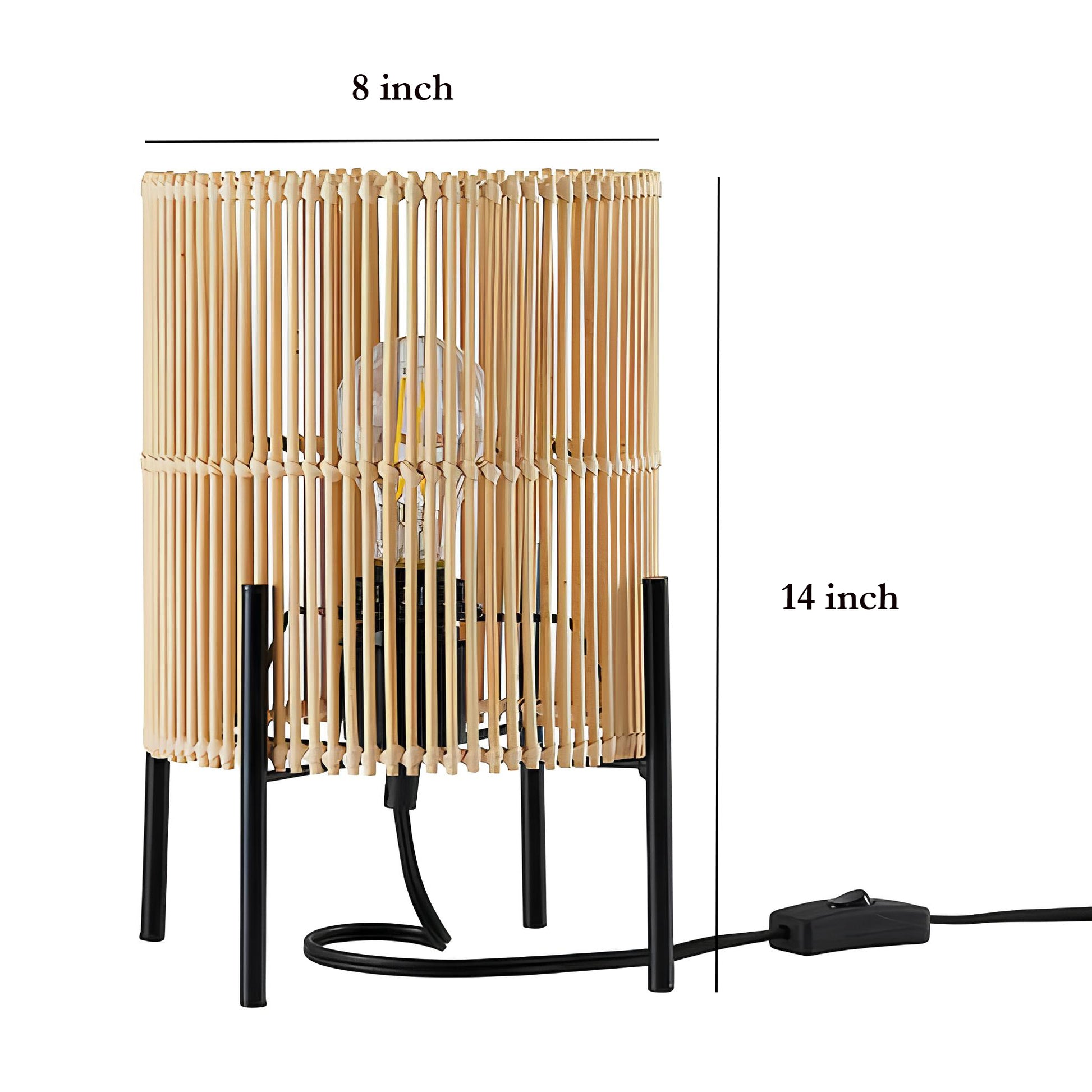 Rattan Table lamp for Living room | Bamboo Bedside table lamp | Cane Table lamp -Artina - Akway Lighting > Table Lamps (Image