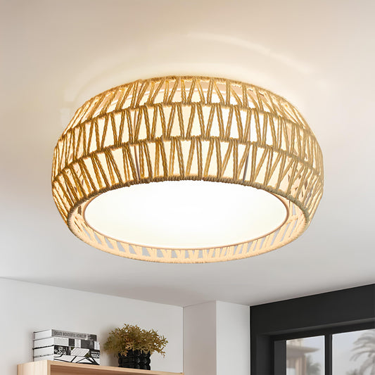Jute Ceiling Flush Mount Lamp for Living Room | Jute Pendant light | Jute ceiling light - Verona - Akway Uncategorized (Image