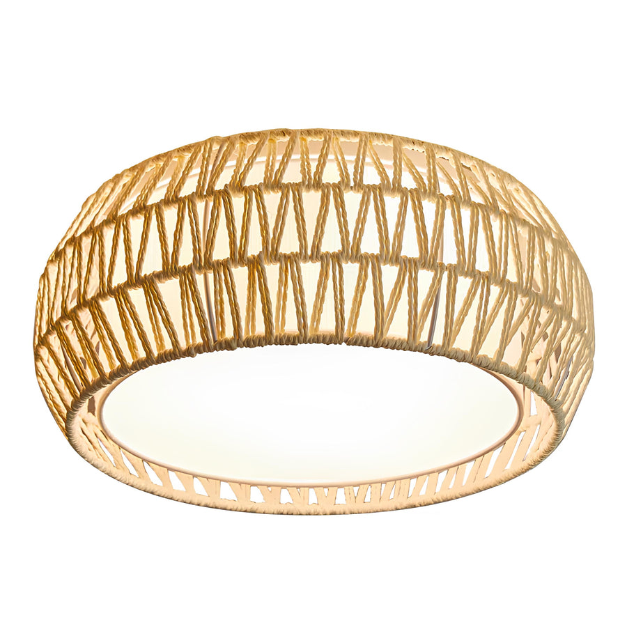 Jute Ceiling Flush Mount Lamp for Living Room | Jute Pendant light | Jute ceiling light - Verona - Akway Uncategorized (Image