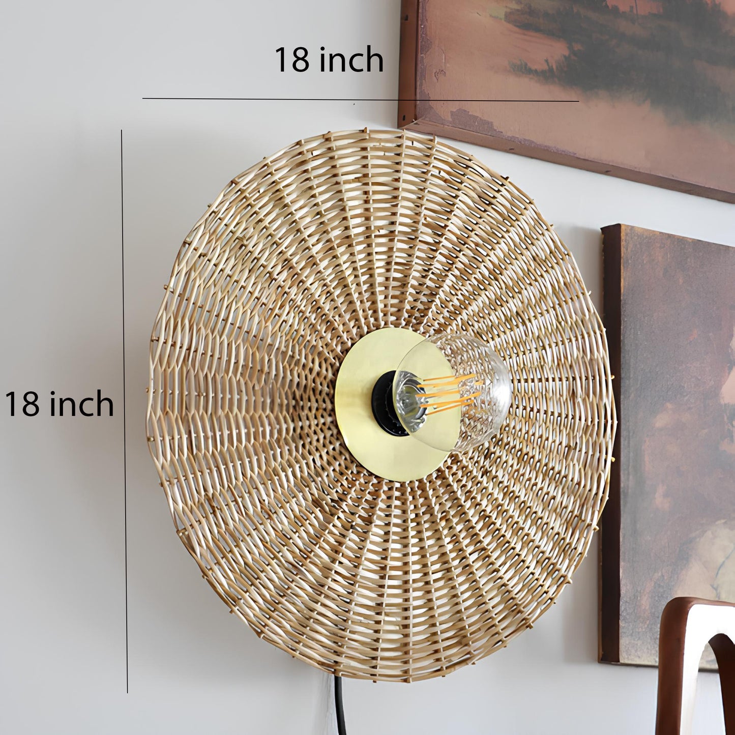 Bamboo Wall lamps For Living Room | Rattan Wall scones | Wicker Wall Lamps | Cane Wall Lamps - Asmee - Akway Lighting > Wall