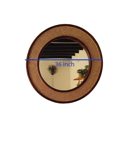 Bamboo Wall Mirror for living room | Cane Wall Mirror | Rattan Mirror -Asmita - Akway Uncategorized (Image 4)