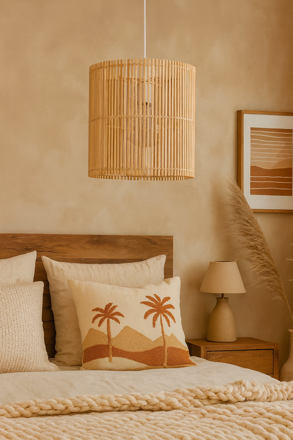 Bamboo Hanging lamp for Living Room | Rattan Pendant light | Cane ceiling light -Avital by Akway - Image 3