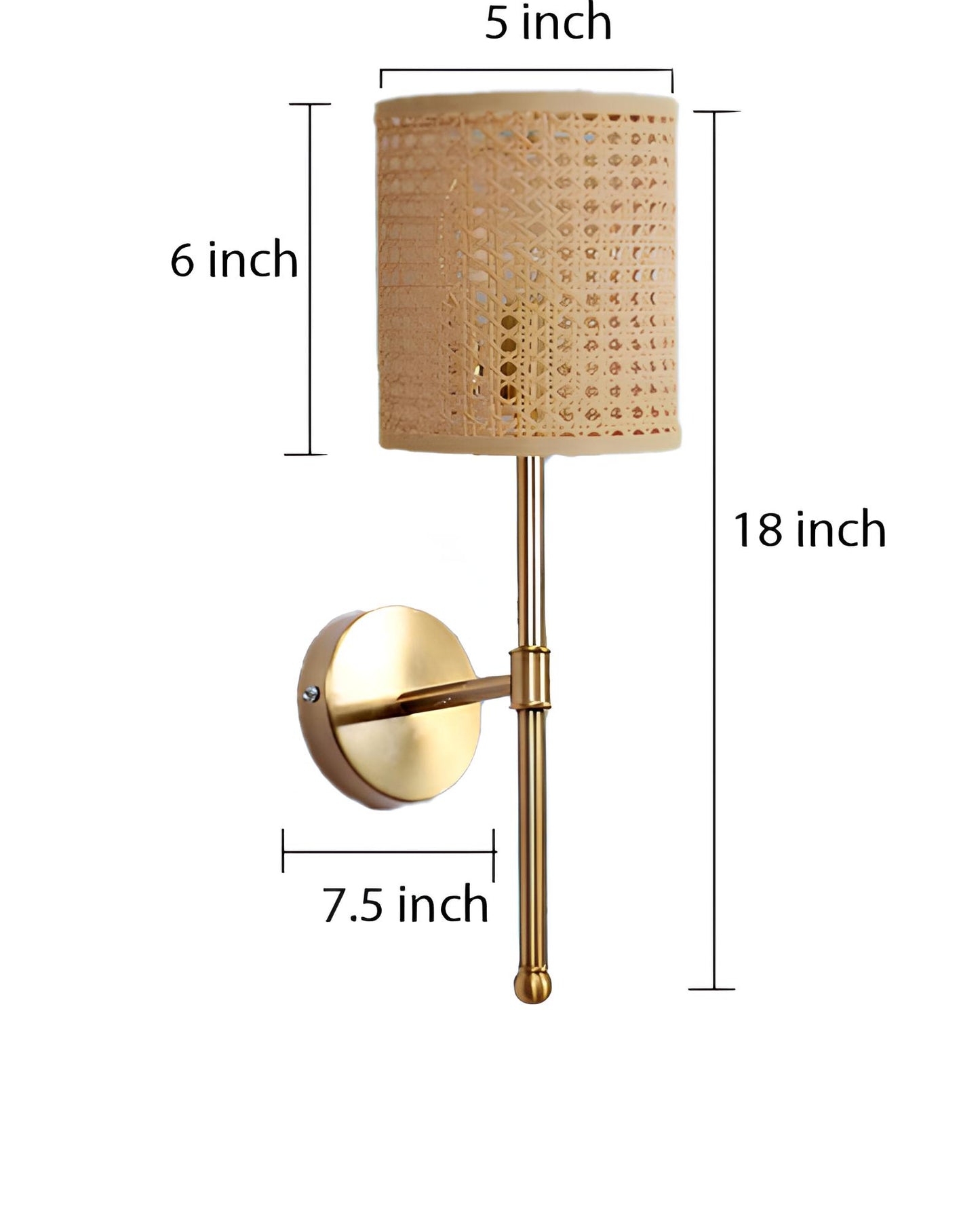 Rattan Wall Lamp For Living Room | Cane Wall Light - Avni - Akway Lighting > Wall Lamps & Sconces (Image 6)