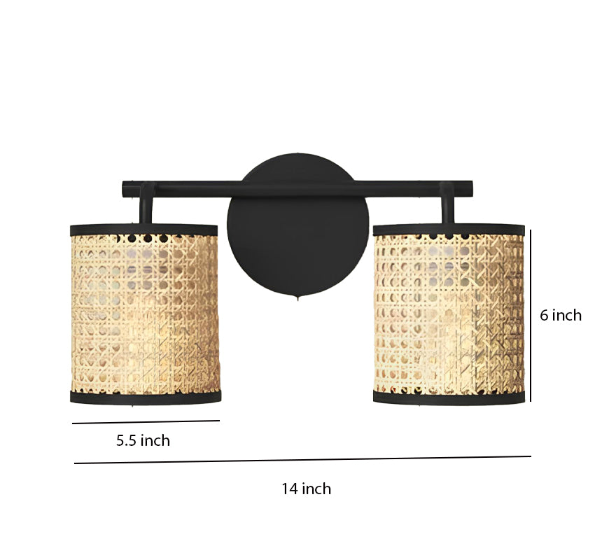 Bamboo Wall lamp for Living Room | Rattan Pendant light |Cane Webbing Wall Lamps- Azure - Akway Lighting > Wall Lamps & Sconc