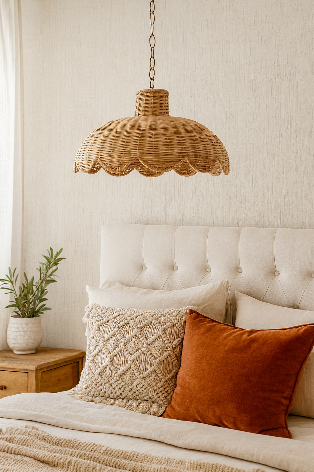 Rattan Hanging lamp for Living Room | Cane Pendant light | Wicker ceiling light - Casata by Akway - Image 7