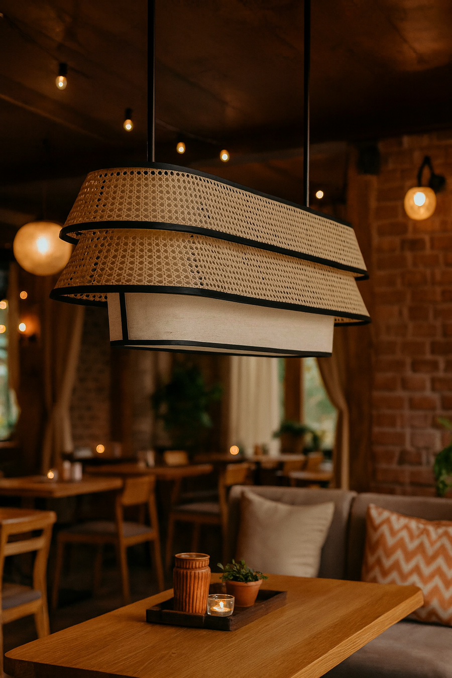 Bamboo Pendant Light for Living Room | Handmade Pendant Light - FLETCHER by Akway
