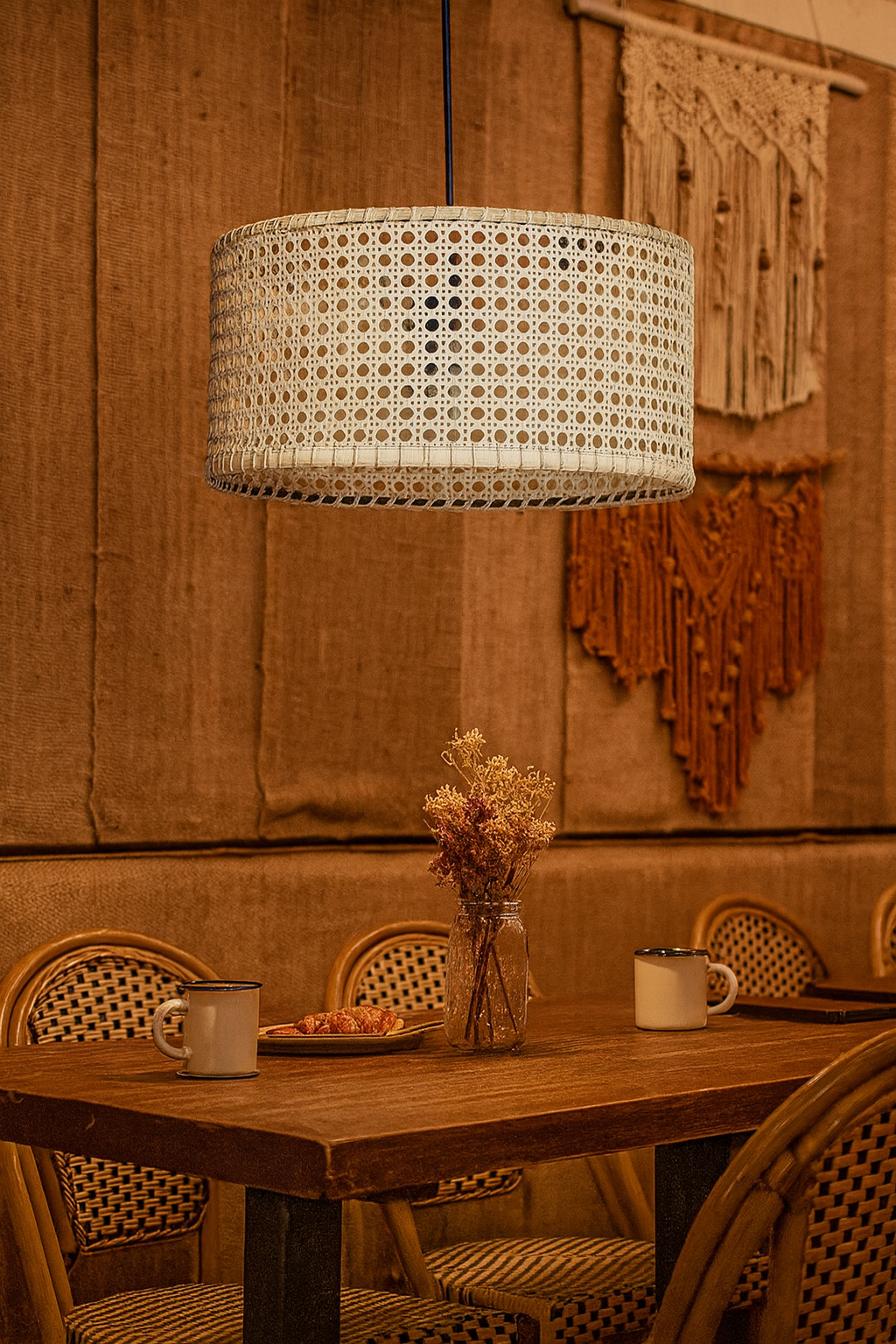 Bamboo Hanging lamp for Living Room | Rattan Pendant light | Cane ceiling light - Anat by Akway - Image 3