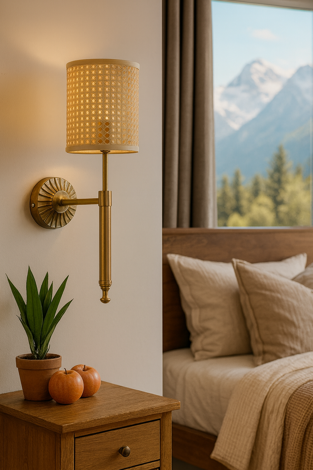 Cane Wall Lamp For Living Room | Bamboo Wall Light - Daksha