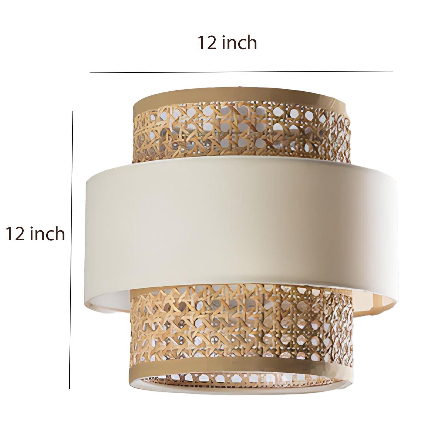 Rattan Hanging lamp for Living Room | Cane Pendant light | Wicker ceiling light - Dia - Akway Lighting -> Pendant Lamp (Image