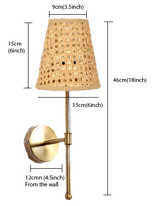 Bamboo Wall Lamp For Living Room | Cane Wall Light - Janaki - Akway Lighting > Wall Lamps & Sconces (Image 3)