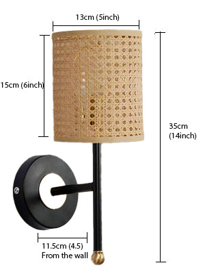 Rattan Wall Lamp For Living Room | Bamboo Wall Scone - Anusha - Akway Lighting > Wall Lamps & Sconces (Image 3)