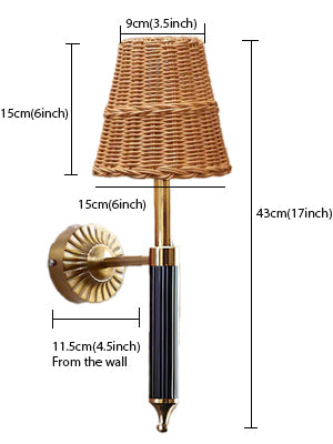 Rattan Wall Light For Living Room | Bamboo Brass Sconce - Odika