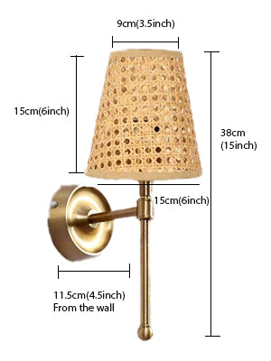 Bamboo Wall Lamp For Living Room | Cane Wall Light - Jagvi - Akway Lighting > Wall Lamps & Sconces (Image 7)