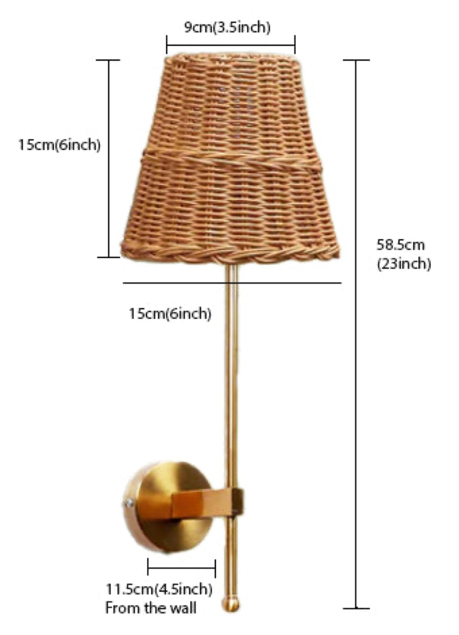 Cane Wall Light For Living Room | Bamboo Wall Lamp - Isha - Akway Lighting > Wall Lamps & Sconces (Image 3)