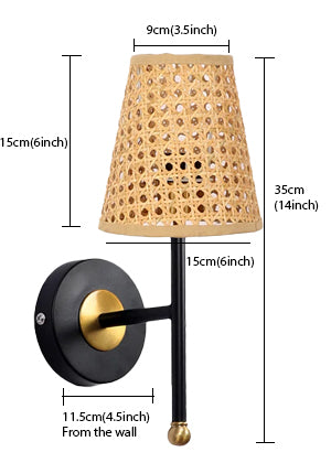 Rattan Wall Lamp For Living Room | Bamboo Wall Light - Ishani - Akway Lighting > Wall Lamps & Sconces (Image 3)