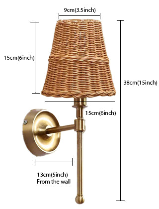Rattan Wall Lamp For Living Room | Cane Wall Lamp - Janya - Akway Lighting > Wall Lamps & Sconces (Image 3)