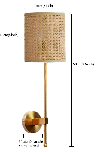 Rattan Wall Lamp For Living Room | Cane Wall Light - Damini - Akway Lighting > Wall Lamps & Sconces (Image 3)