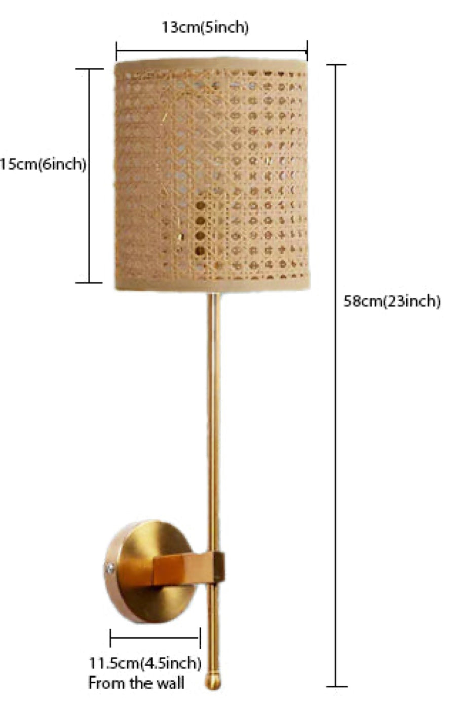 Rattan Wall Lamp For Living Room | Cane Wall Light - Damini - Akway Lighting > Wall Lamps & Sconces (Image 3)