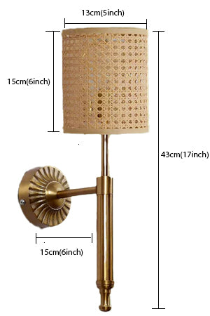 Cane Wall Lamp For Living Room | Bamboo Wall Light - Daksha - Akway Lighting > Wall Lamps & Sconces (Image 3)