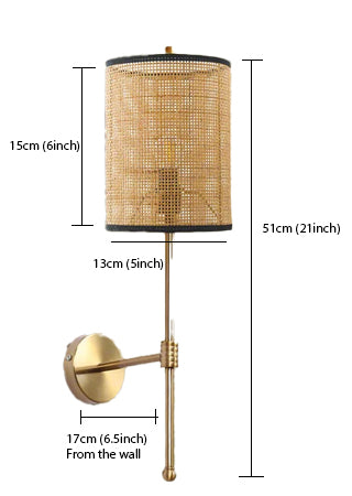 Rattan Wall Light For Living Room | Cane Wall Light - Amaira - Akway Lighting > Wall Lamps & Sconces (Image 3)
