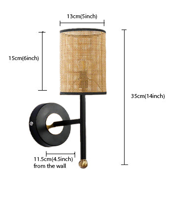 Rattan Wall Light For Living Room | Bamboo Wall Lamp - Aarna - Akway Lighting > Wall Lamps & Sconces (Image 3)