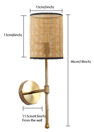 Cane Wall Light For Living Room | Bamboo Wall Lamp - Anika - Akway Lighting > Wall Lamps & Sconces (Image 3)