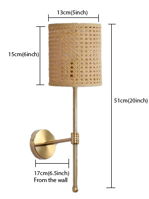 Rattan Wall Lamp For Living Room | Bamboo Wall Scone - Charvi - Akway Lighting > Wall Lamps & Sconces (Image 3)