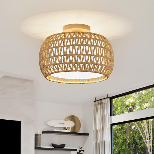 Ceiling Flush Mount Lamp for Living Room | Jute Pendant light | Jute ceiling light - Terado - Akway Uncategorized (Image 1)