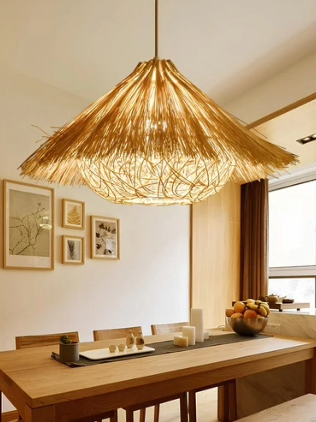 Bamboo Hanging lamp for Living Room | Rattan Pendant light | Cane ceiling light - Eshana - Akway