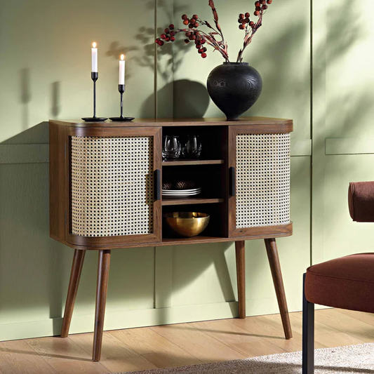 Mango Wooden Buffet Sideboard | Rattan Buffet Sideboard - Siyal - Akway Uncategorized (Image 1)